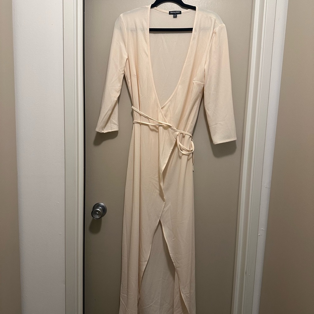 Cream Wrap Maxi Dress